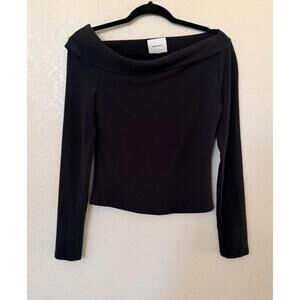 New Reformation Elio One Shoulder Top Knit Organic Stretch In Black Size M